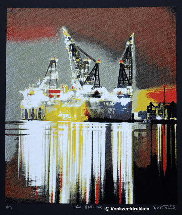 Zeefdruk: Thialf & Sleipnir
