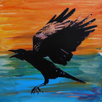 Zeefdrukschilderij Crow#2