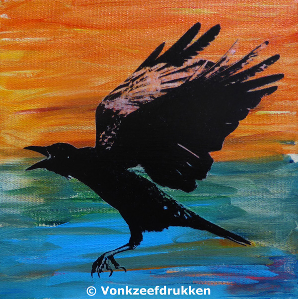 Zeefdrukschilderij Crow #2