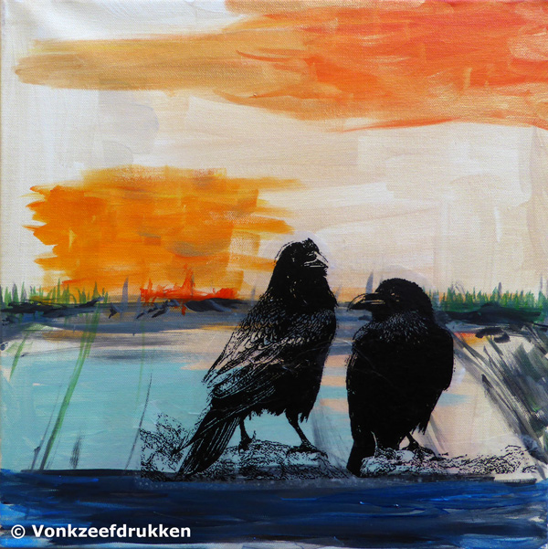 Zeefdrukdrukschilderij Crows #1
