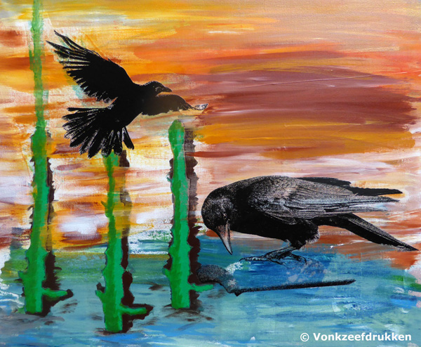 Zeefdrukschilderij Crows #2