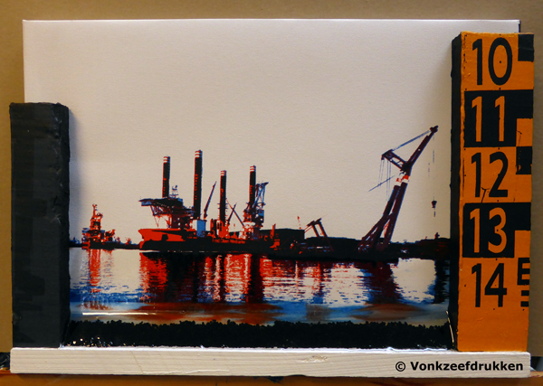 Zeefdrukschilderij "Nieuw Rotterdams Peil"